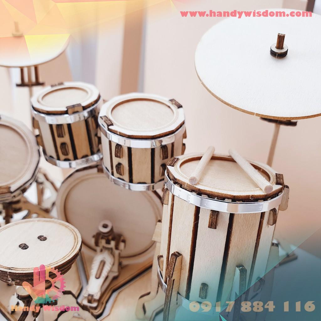 Mô hình lắp ghép gỗ Rolife - Bộ dàn trống - Robotime Drum Kit TG409