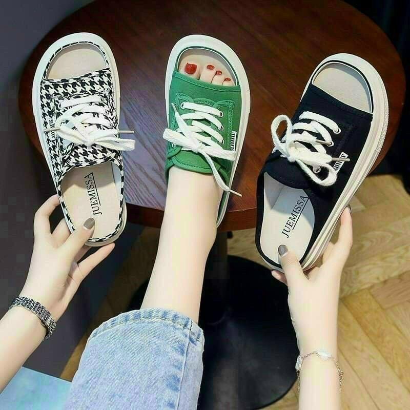 GIÀY SỤC THỂ THAO HỞ MŨI CHẤT CANVAS ĐẾ 3CM THỜI TRANG HOTREND 2022