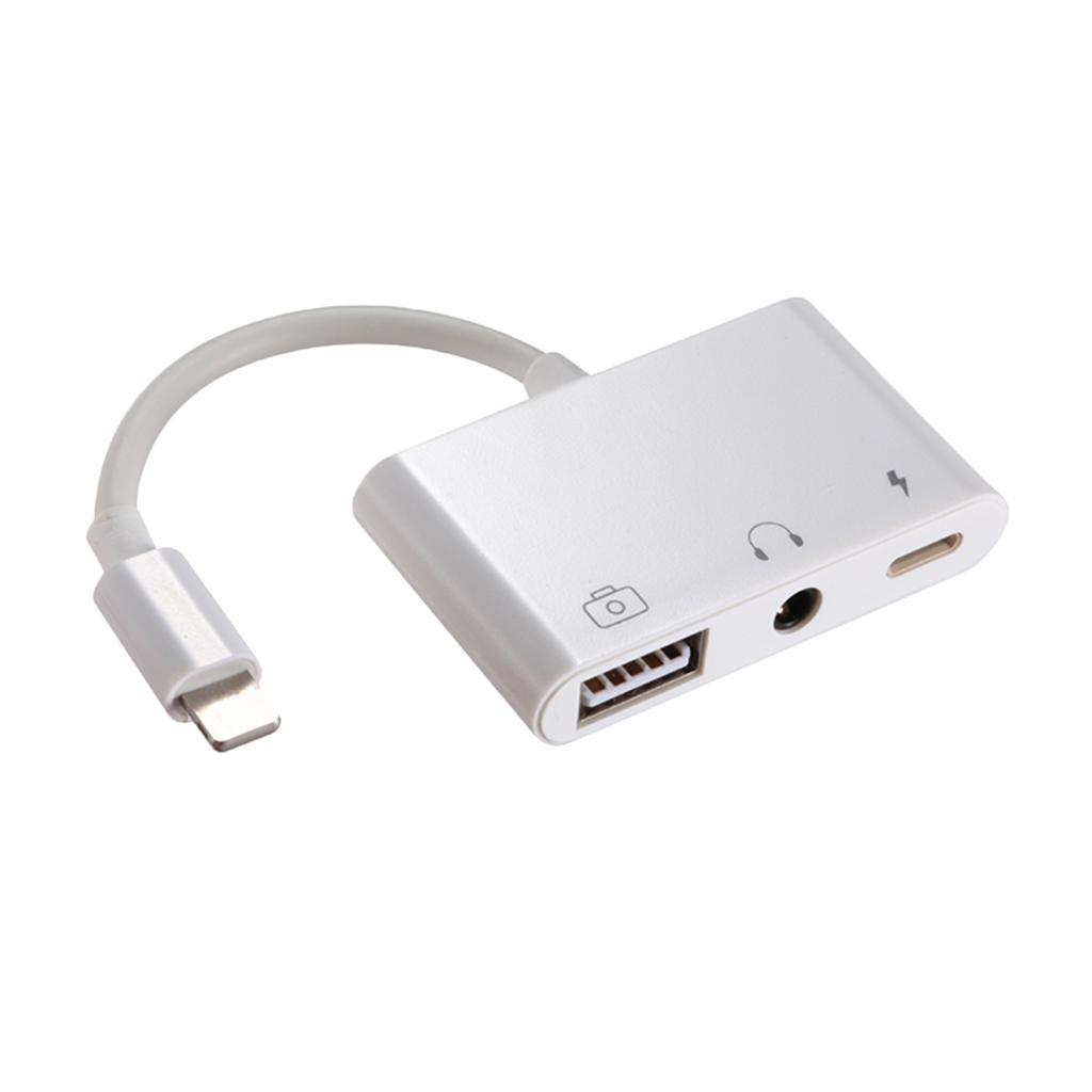 OTG USB 3.5mm Audio Video Charger Adapter Hub Converter Cable for Apple iPad