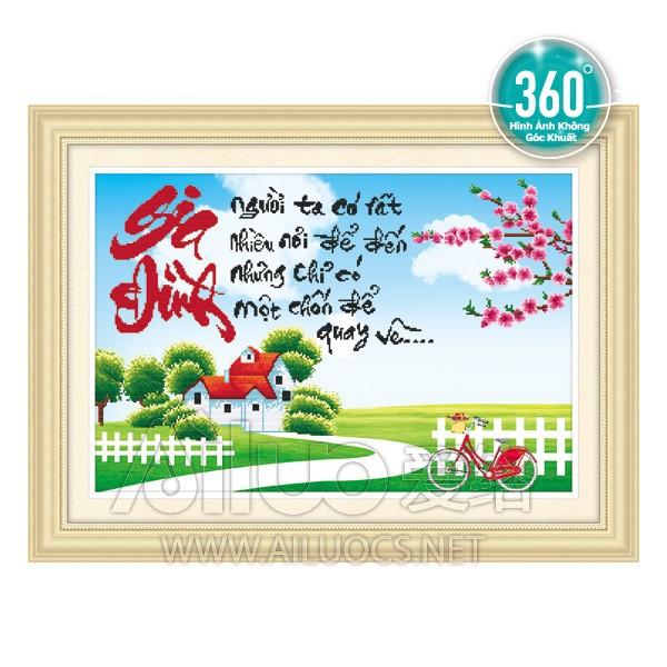 Freeship 200k _ Tranh đính đá Phong Cảnh Gia Đình 77281