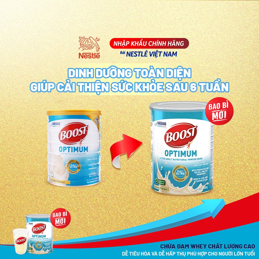 [Mẫu mới] Sản phẩm dinh dưỡng y học Nestlé Boost Optimum bổ sung dinh dưỡng cho người lớn 800g - Tặng túi canvas