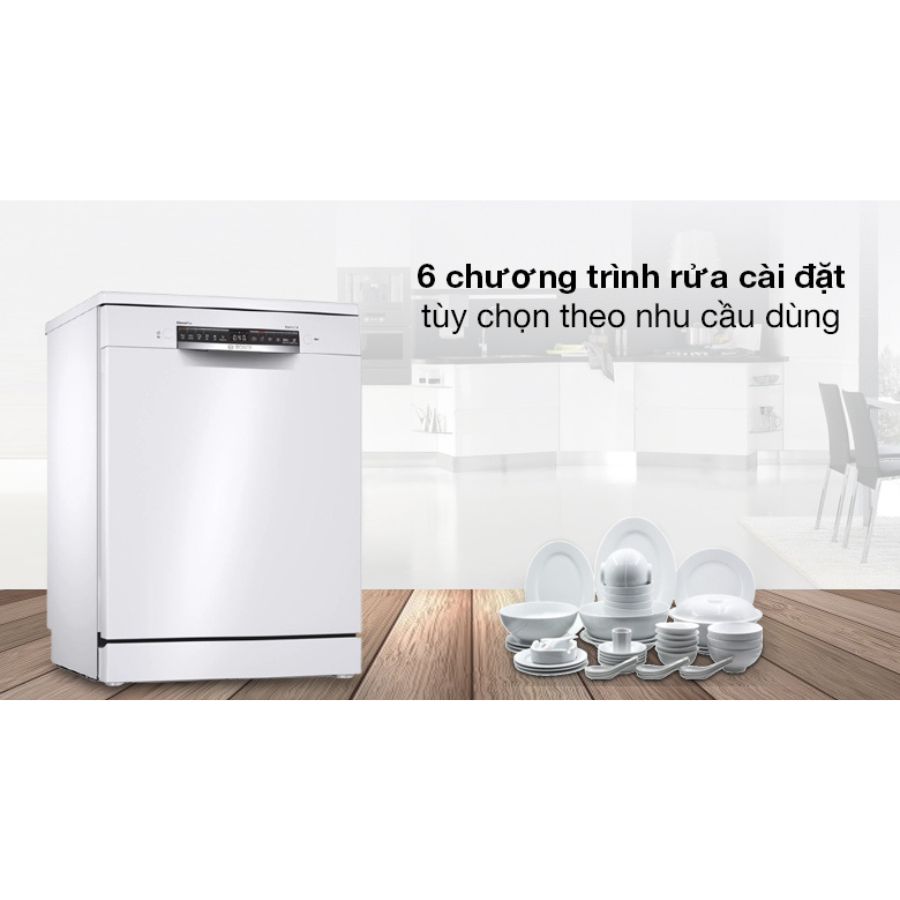 Máy rửa chén bát độc lập BOSCH SMS4HAW48E Serie 4, 12 bộ, 6 chương trình rửa, sấy tăng cường tiết kiệm điện - Hàng chính hãng.