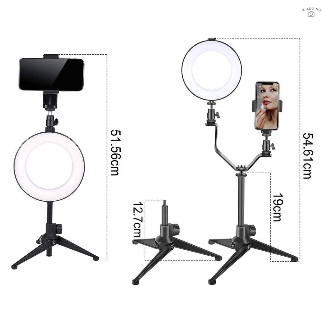 Vòng Đèn Led 6 Inch / 16cm Có Thể Điều Chỉnh Độ Sáng Kèm Giá Đỡ Ba Chân Và Điều Khiển Từ Xa Hỗ Trợ Chụp Ảnh / Trang Điểm