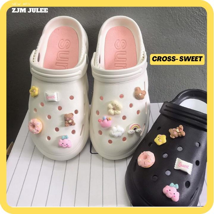 Dép bánh mì cross SWEET 2022 ngọt ngào dễ thương  - sục nữ chất liệu EVA đế 3cm