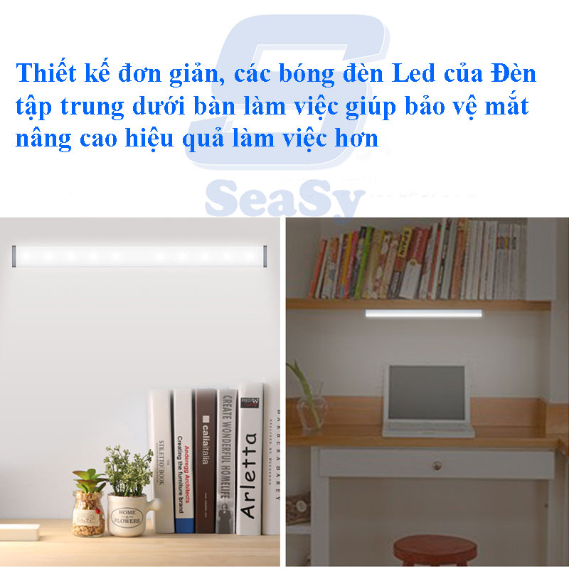 Đèn Đọc Sách, Đèn Làm Việc Không Dây SeaSy SS60, Đèn Cảm Ứng Siêu Nhạy, Cảm Biến Chuyển Động Thông Minh, Sạc Pin Tích Điện, Điều Chỉnh Độ Sáng Qua 1 Lần Nhấn, Ánh Sáng Bảo Vệ Mắt, Dùng Làm Đèn Học, Đèn Làm Việc, Đèn Ngủ– Hàng Chính Hãng