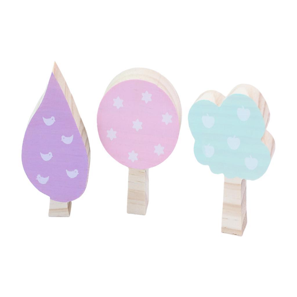 Mini Trees Building Blocks Ornaments Wooden Room Decor Wood Ornaments for Photo Props