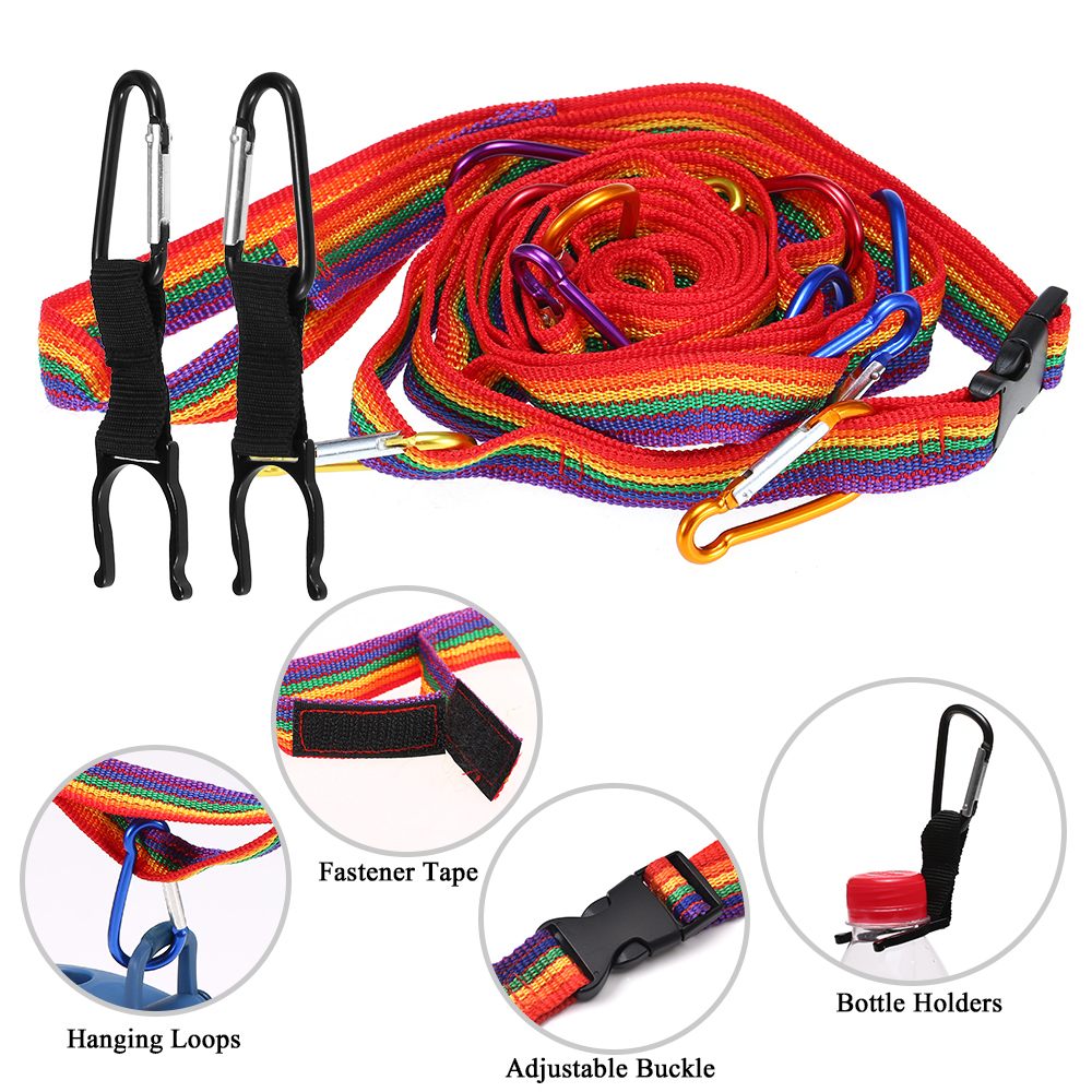 Dây Dự Trữ Với 13 Móc Khóa Carabiner Cắm Trại Đi Bộ Đường Dài