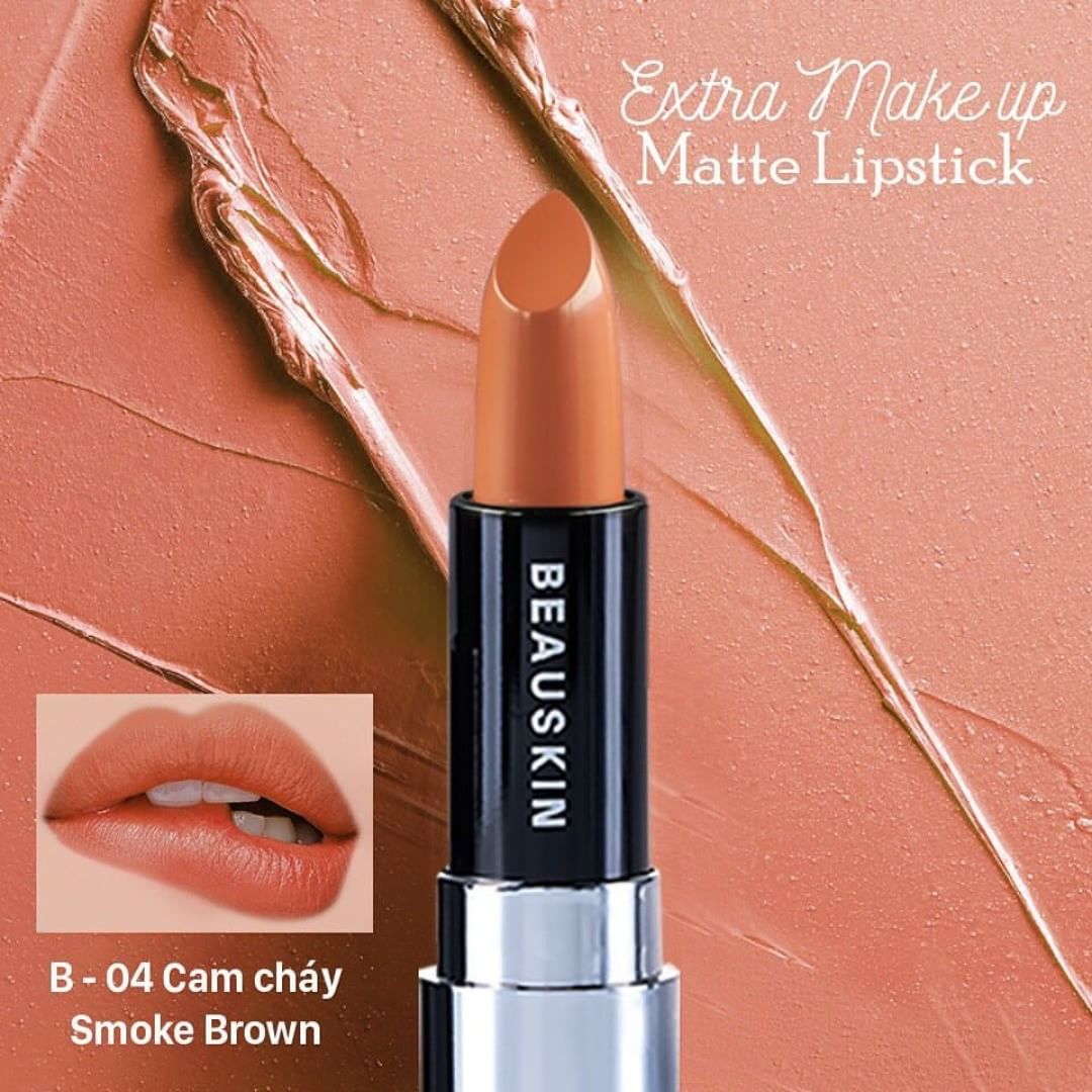 Son lì mềm môi Extra Makeup Matte Lipstick Hàn Quốc 3.5g (B04 - Smoke Brown) + Móc khóa