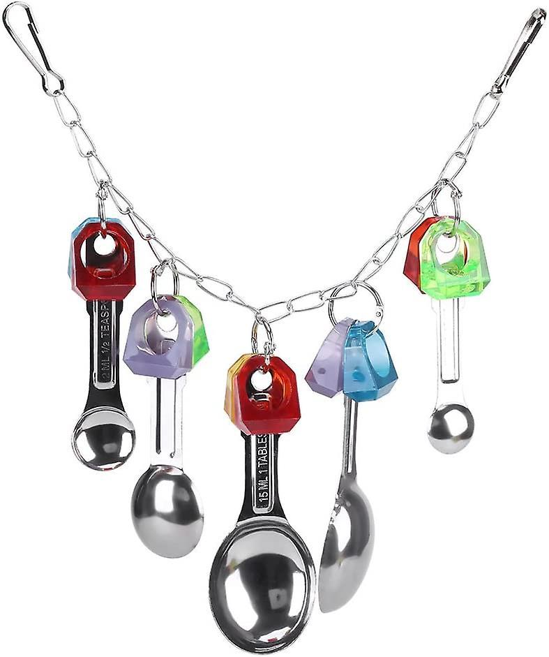 Vẹt với thìa kim loại đầy màu sắc treo g đồ chơi lovebird cho heilwiy vẹt