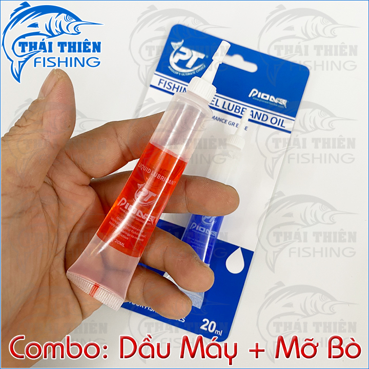 Combo 2 Chai Dầu Máy Mỡ Bò Pioneer Dùng Bôi Trơn Bánh Răng Nhông Bạc Đạn Bảo Dưỡng Các Loại Máy Câu Cá Đứng, Ngang