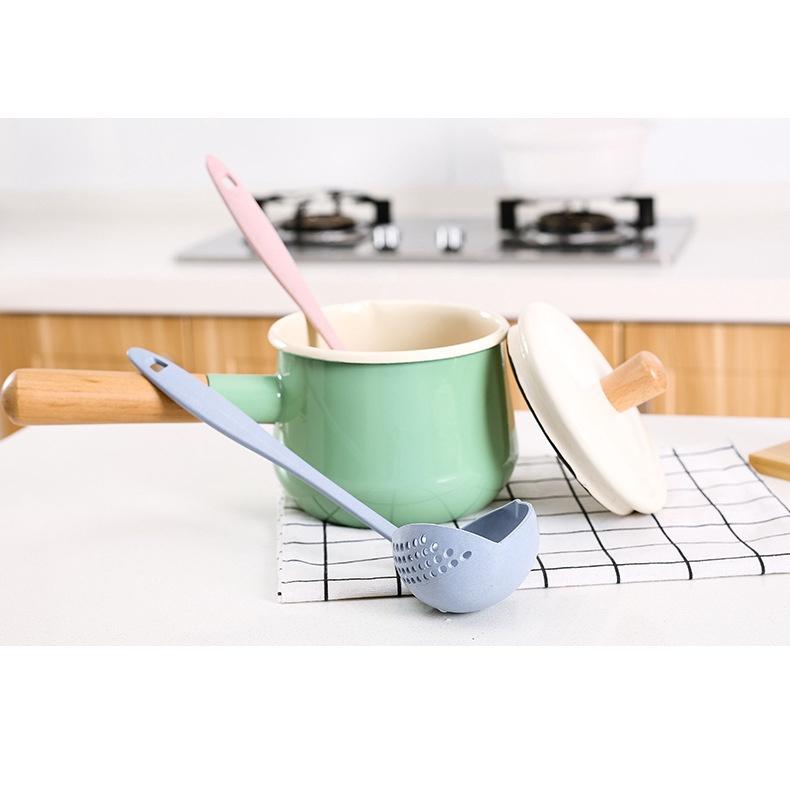Muôi muỗng múc canh lúa mạch 2 trong 1 có lỗ vớt thức ăn lọc nước - Vá ăn lẩu thông minh 2in1lọc dầu lọc nước lẩu