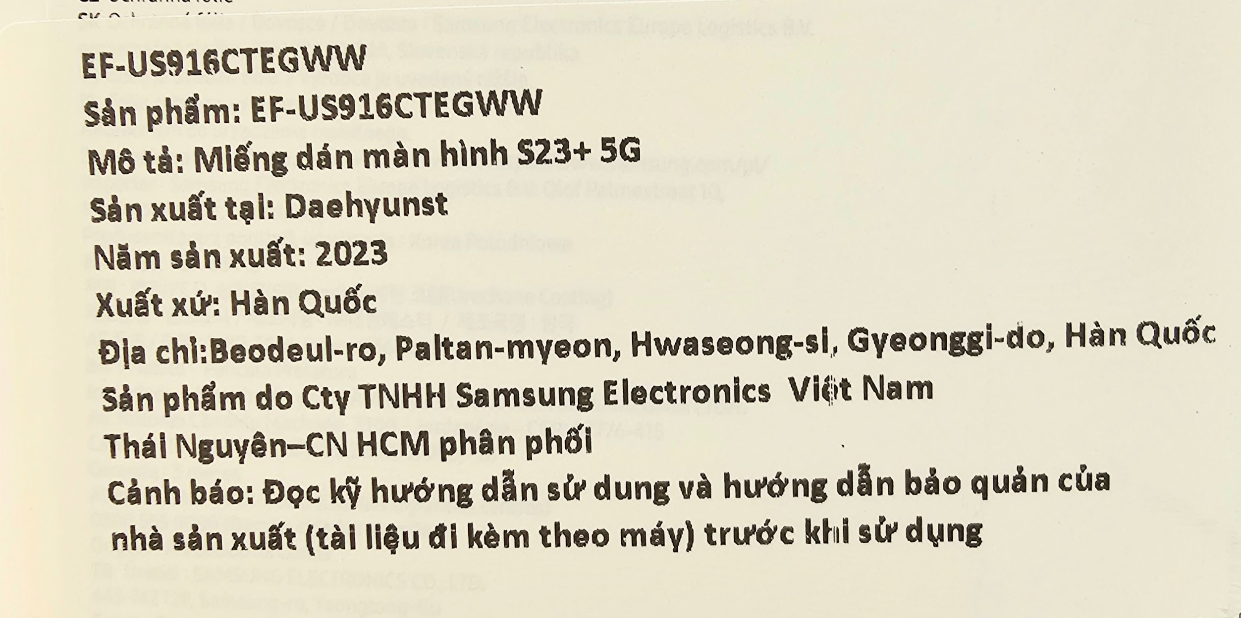 Miếng dán bảo vệ màn hình Samsung Galaxy S23 Plus 5G (EF-US916) - Hàng Chính Hãng