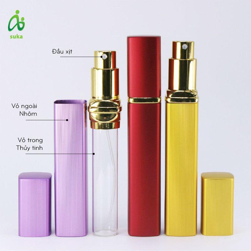Bình xịt chiết nước hoa thủy tinh 12ml nhiều màu SK