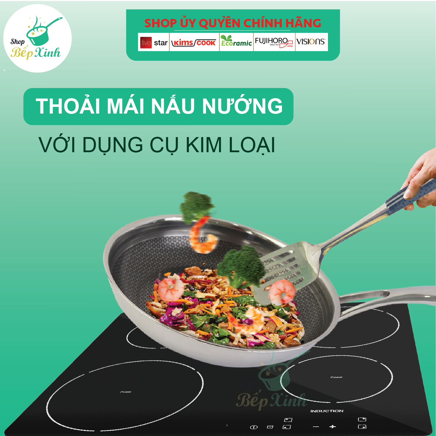 Chảo đáy từ chống dính Blackcube KimsCook 3 lớp đúc liền inox 304 cào không xước , siêu bền - tặng 1 sạn inox