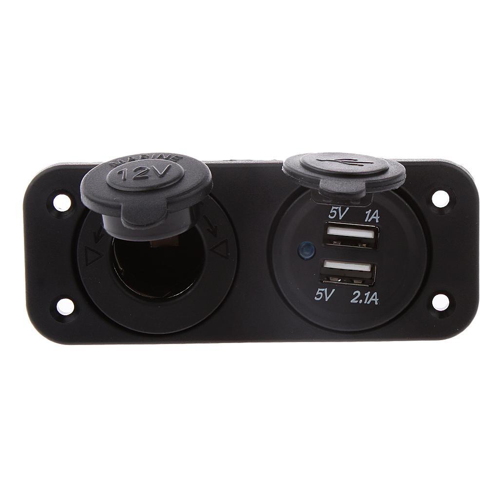 Dual USB Charger Socket Power Outlet 2.1A & 2.1A for Car Boat Marine Mobile