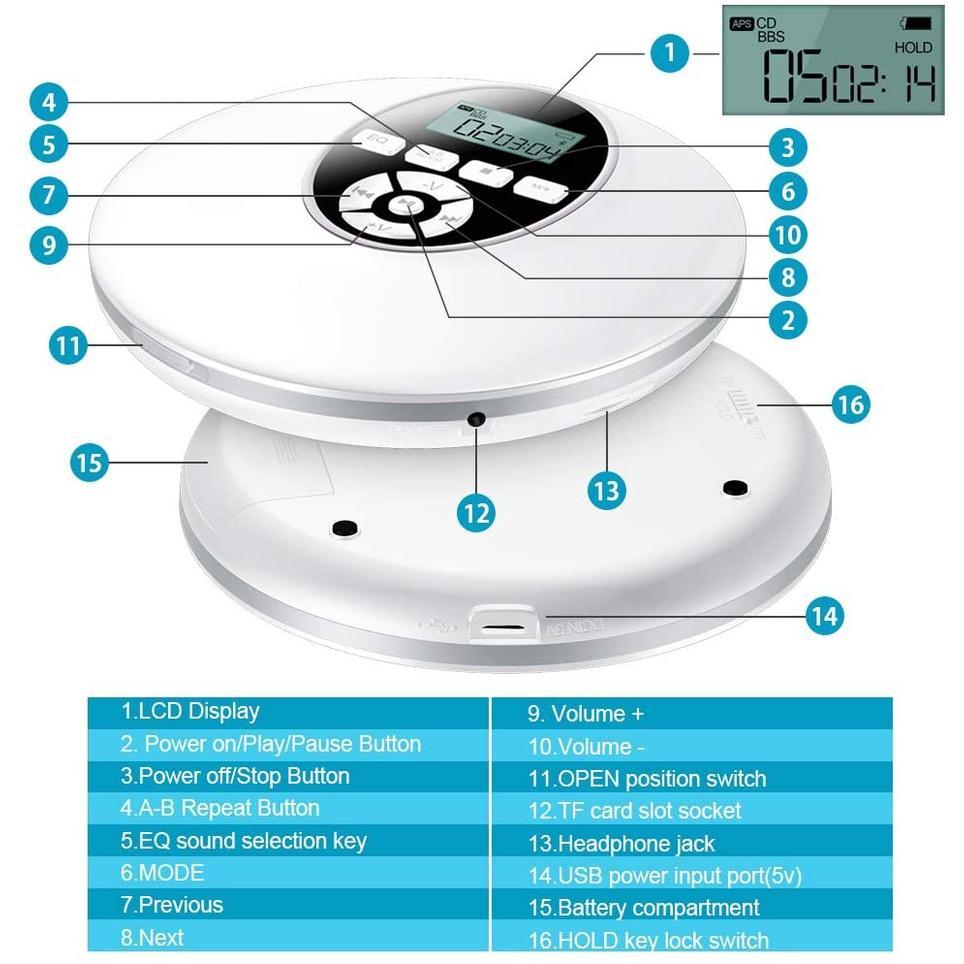 Máy Nghe Nhạc CD Độ Phân Giải Cao Di Động Kèm Màn Hình LCD Tiện Dụng