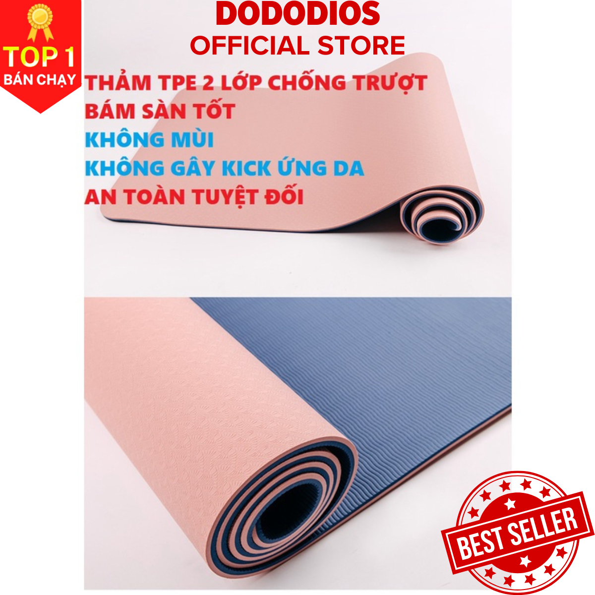 Thảm tập yoga 2 lớp 8mm, 6mm Thế Hệ thảm 9.0 tặng kèm túi, thảm yoga định tuyến chất liệu cao su non TPE siêu bám, chống trượt, tập gym, thể dục tại nhà - Hàng chính hãng DoDoDios