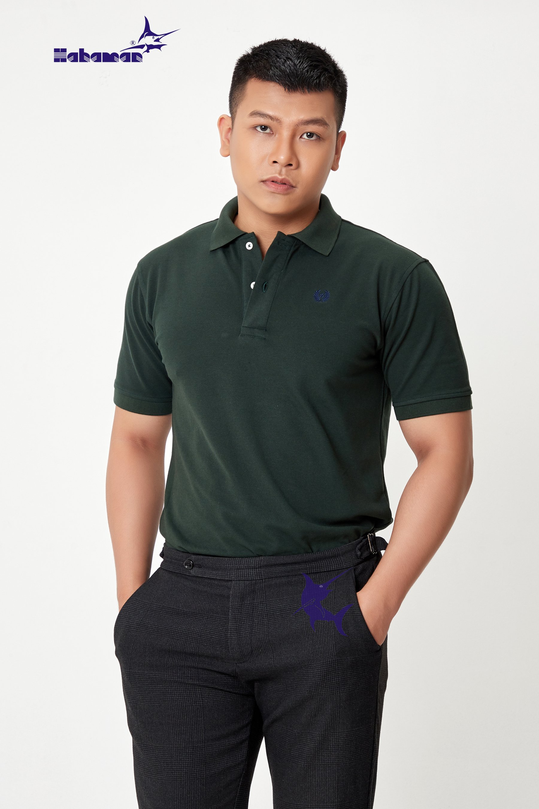 Áo thun Polo nam HAHAMAN cổ bẻ BASIC vải cá sấu cao cấp ATPL0079