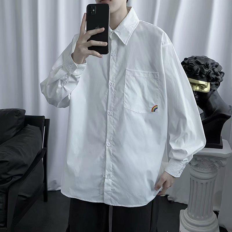 NEW KOREAN STYLE Áo Sơ Mi Nam Tay Dài Màu Sắc Cầu Vồng Cá Tính