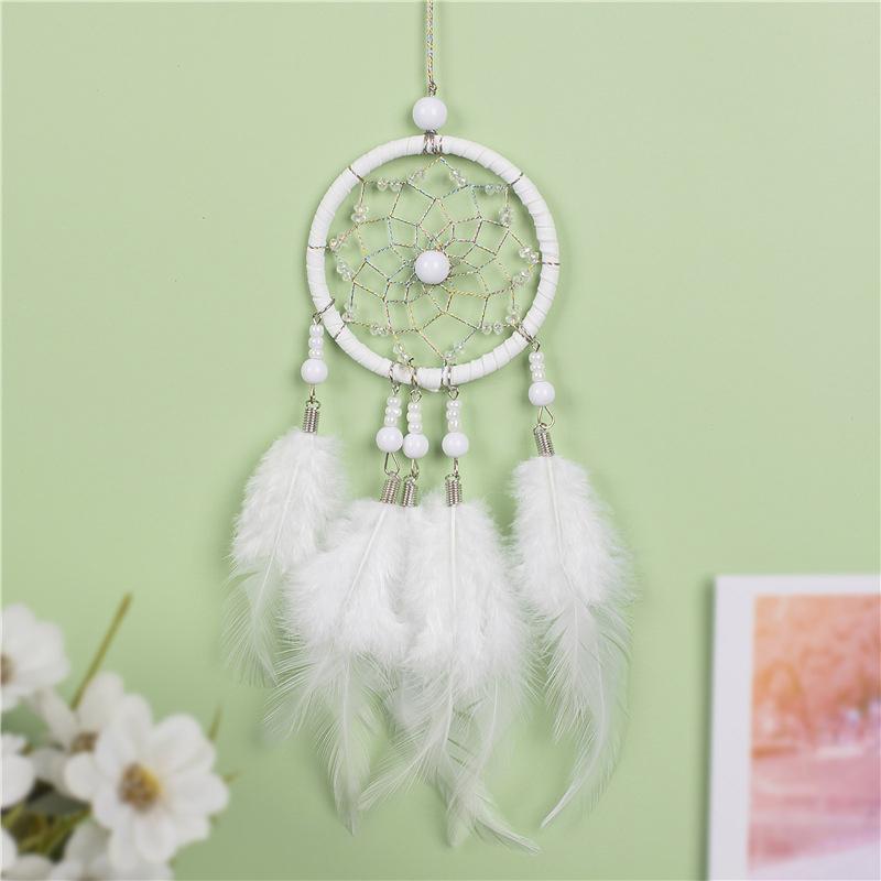 Dream catcher đính ngọc trai màu hồng trắng bạc