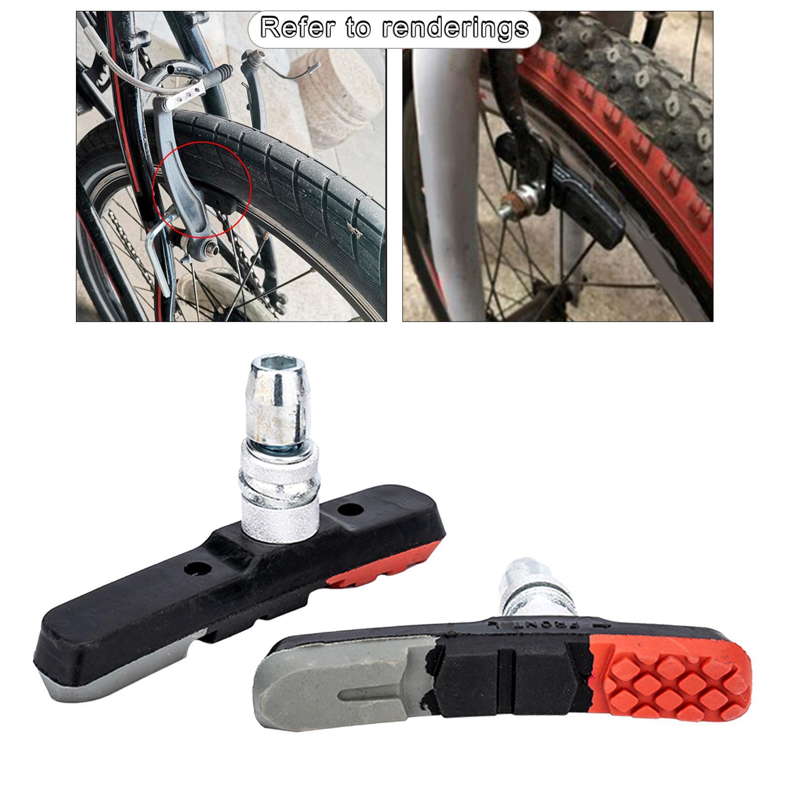 2x 1 -Resistant Bike Brake Blocks Metal with Shoes  Pads for  Cycling