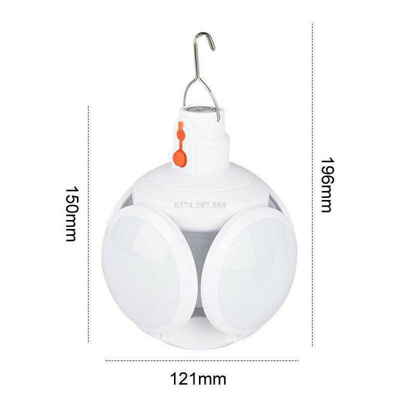 Bóng đèn led tích điện, năng lượng mặt trời hình 4 Cánh Hoa có thể đóng mở (40W)