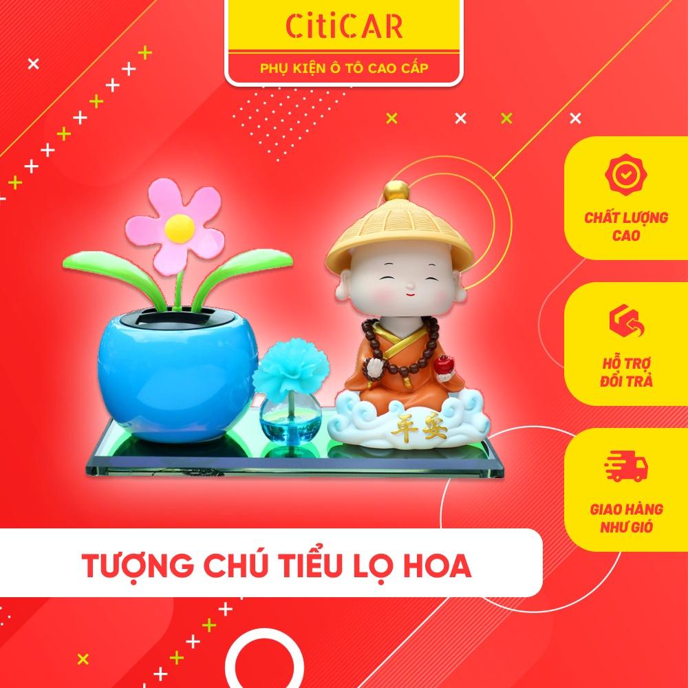 Tượng nước hoa chú tiểu gật đầu dễ thương trang trí xe hơi, ô tô