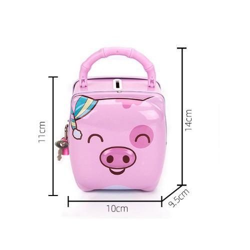 Két Sắt Mini Tiết Kiệm Có Khóa In Hình Heo Dễ Thương Cho Bé