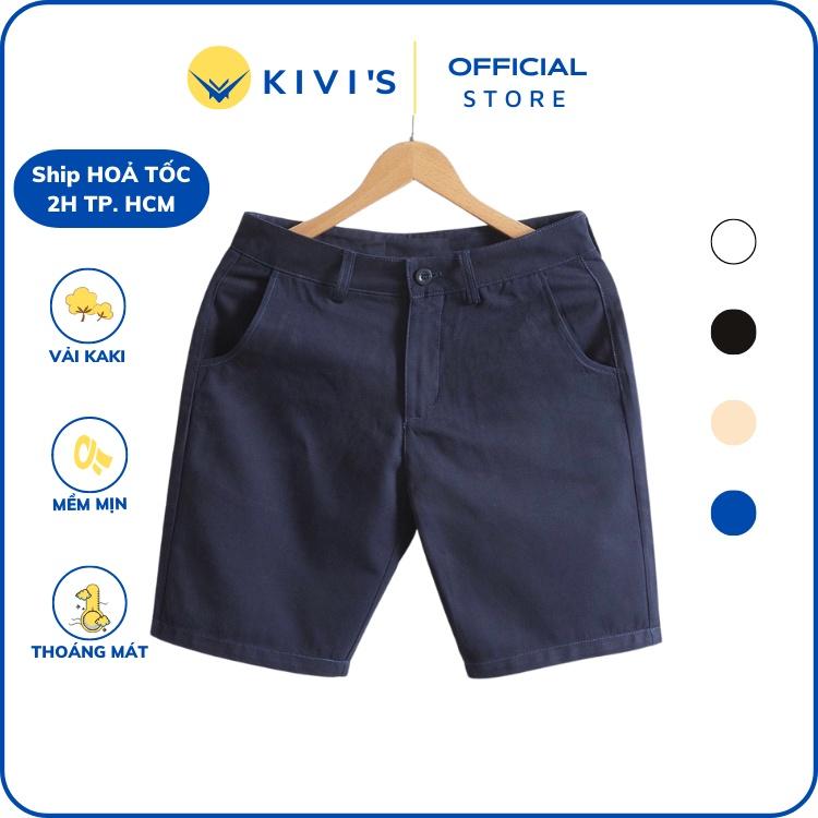 Quần short nam OKYI chất liệu kaki jean co giãn thiết kế đơn giản chuẩn form KIVI'S