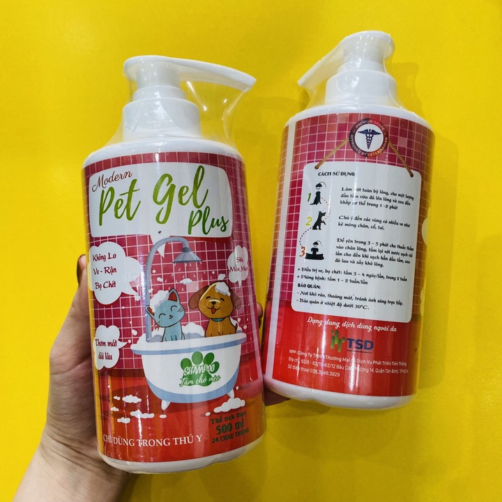 Sữa Tắm Pet Gel Plus 500ML - Kiểm Soát Ve Rận Bọ Chét Cho Chó Mèo - Pet Tài Thủy Phát - T003