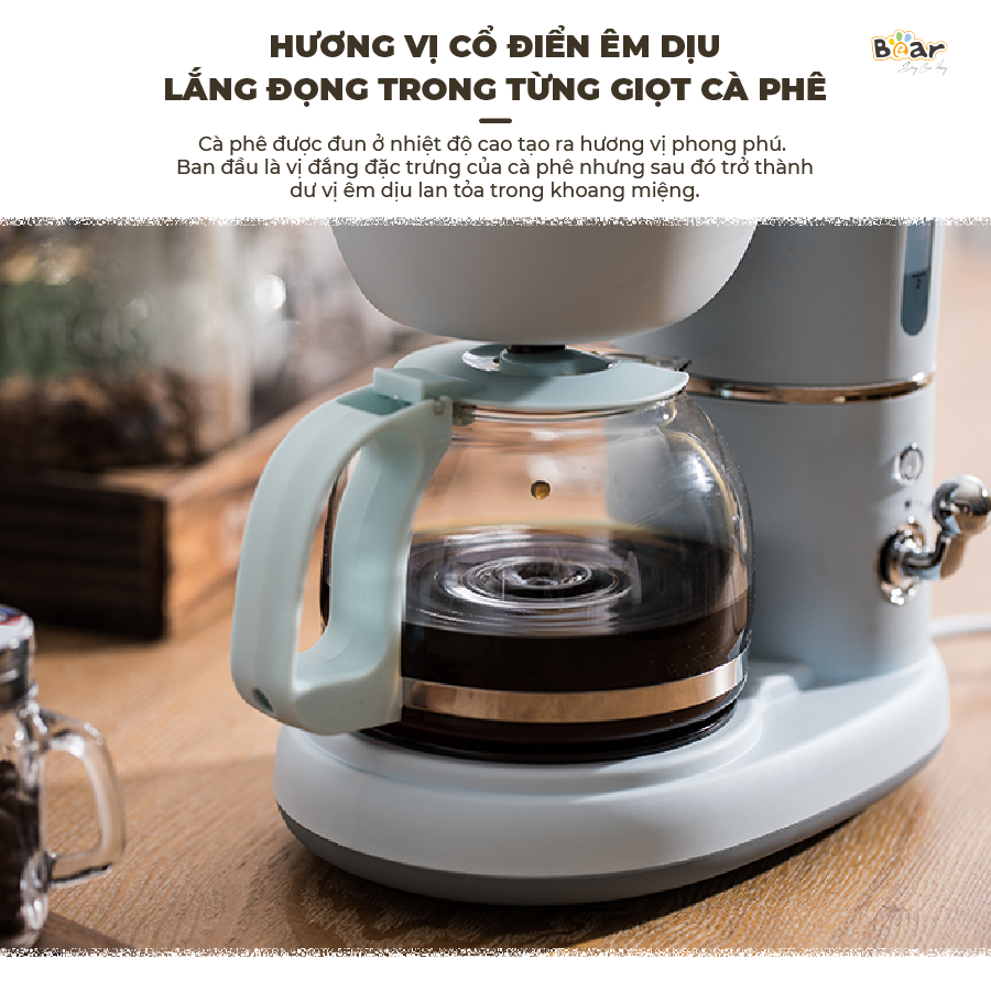 Máy Pha Cà Phê Mini Bear Nhỏ Gọn Tiện Dụng Pha Trà Pha Coffee Tự Động Giữ Ấm Loại Bỏ Cặn SB-CF06A HÀNG CHÍNH HÃNG