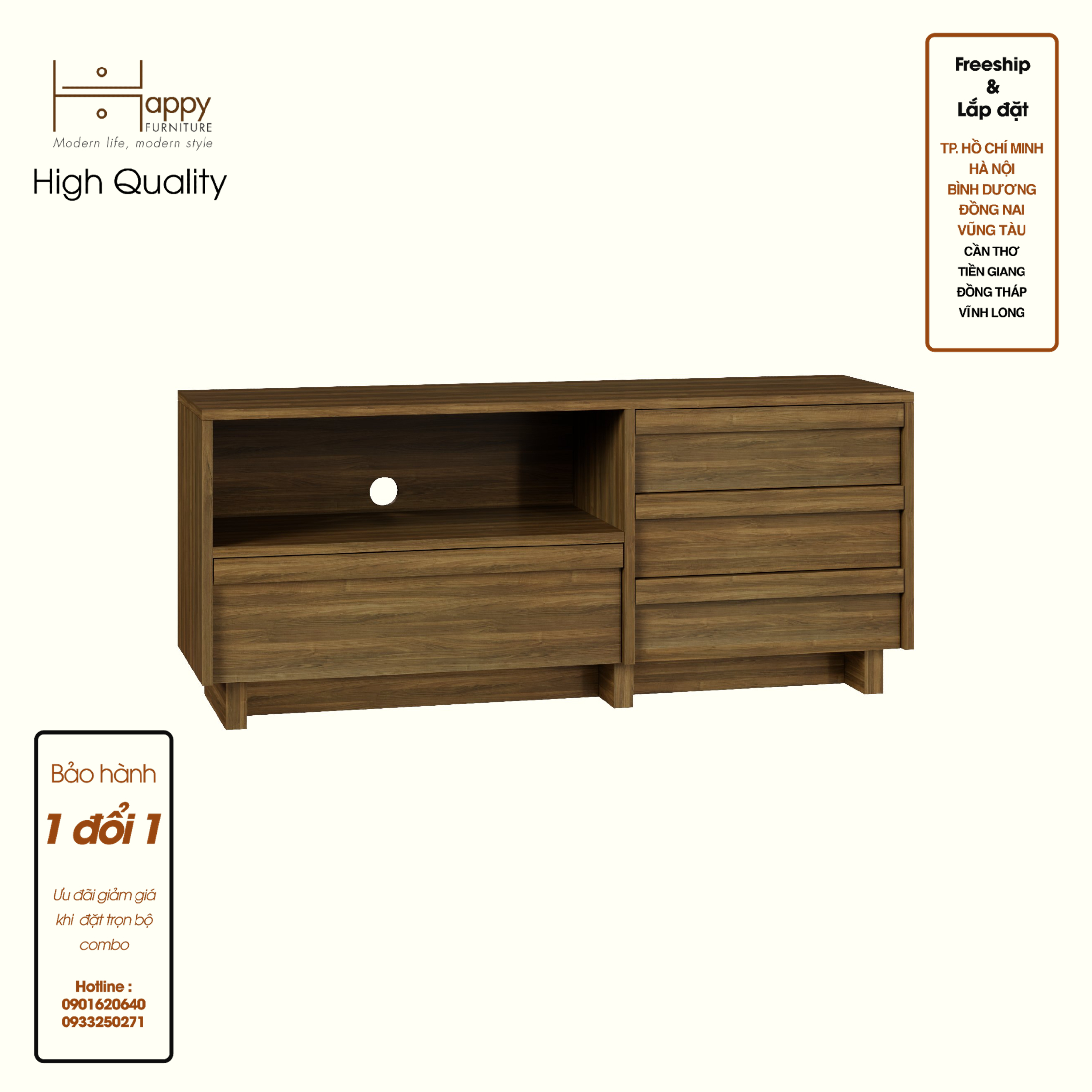 [Happy Home Furniture] MAVIS, Kệ TV 4 hộc kéo, 120cm x 40cm x 52cm ( DxRxC), KTV_041