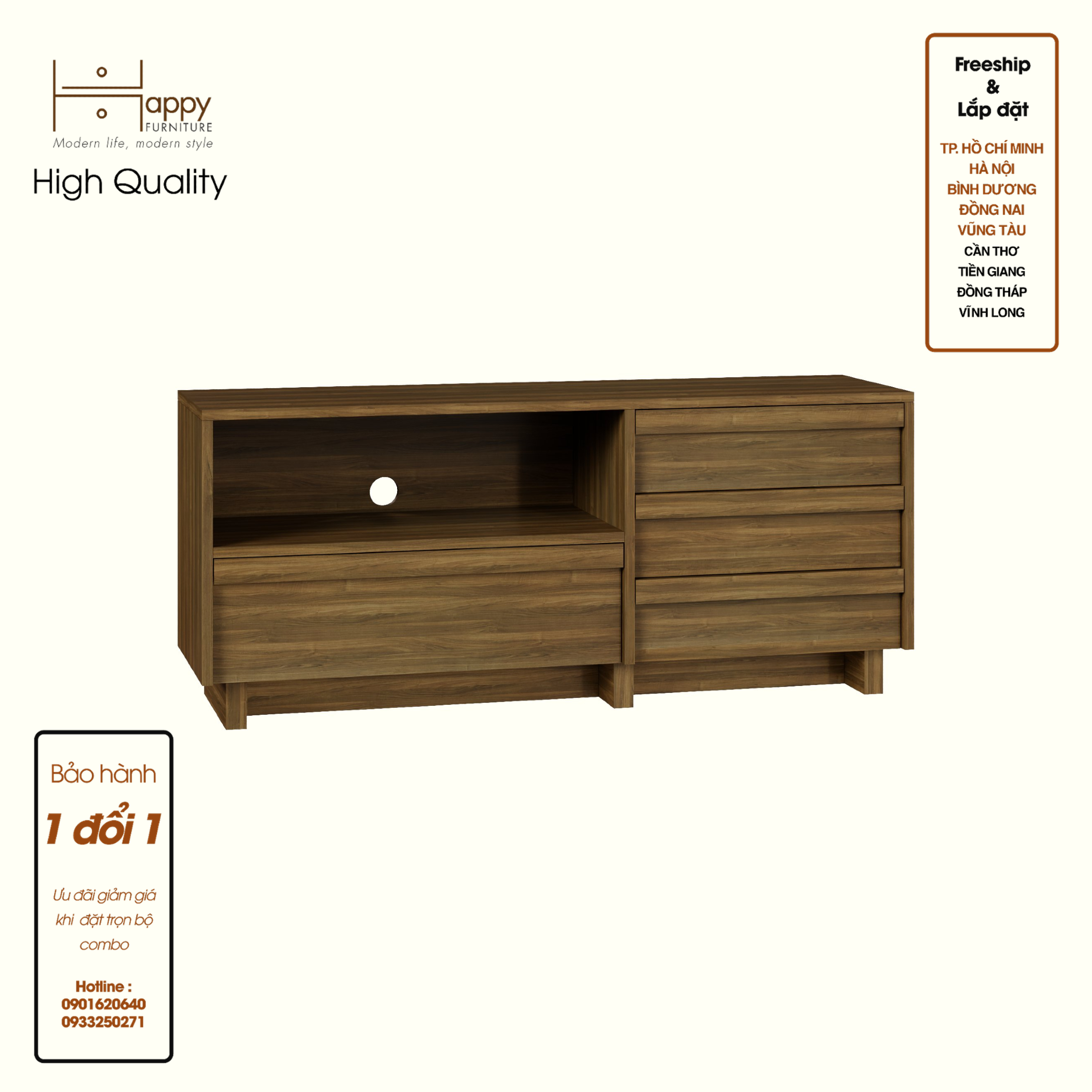 MAVIS, Kệ TV 4 hộc kéo, 120cm x 40cm x 52cm , KTV_041