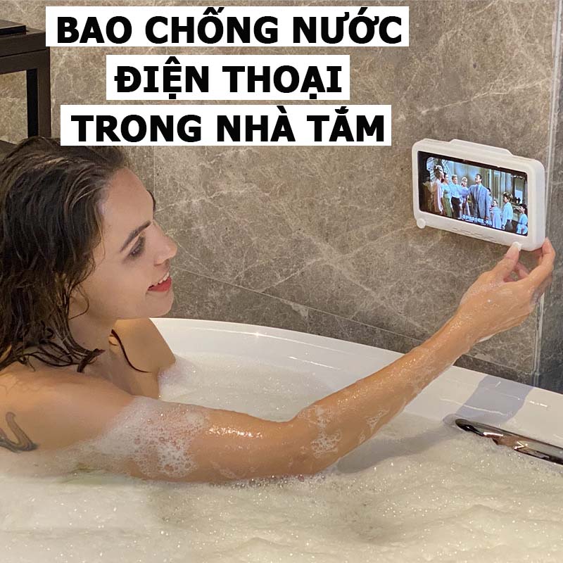 Túi Đựng Chống Nước Dành Cho Điện Thoại, Dính Tường Nhà Tắm, Xoay 360 Độ; Xem Phim Nghe Nhạc Trong Khi Tắm Giặt IKIU848- Hàng Nhập Khẩu