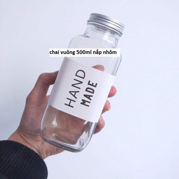 Chai Thủy Tinh Vuông 500ml Nắp Nhựa , Nắp nhôm | Tuỳ Chọn
