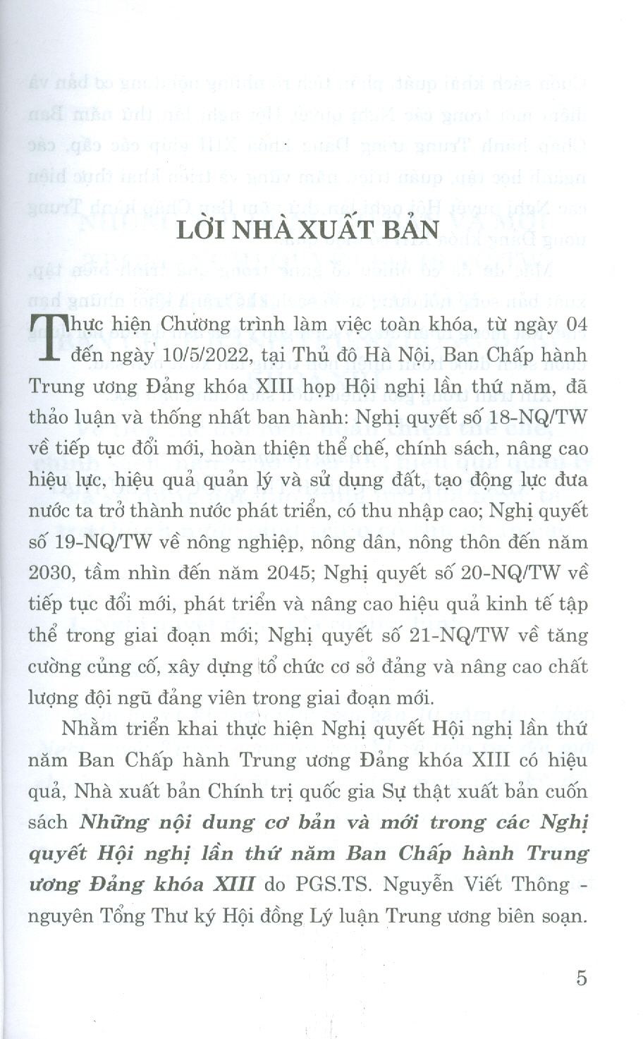 Những Nội Dung Cơ Bản Và Mới Trong Các Nghị Quyết Lần Thứ Năm Ban Chấp Hành Trung Ương Đảng Khóa XIII