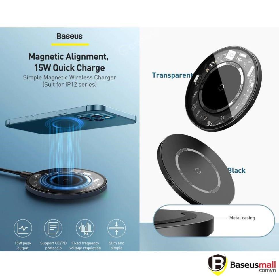 Baseus -BaseusMall VN Đế sạc nhanh không dây 15W Baseus Simple Wireless Charger (Hàng chính hãng