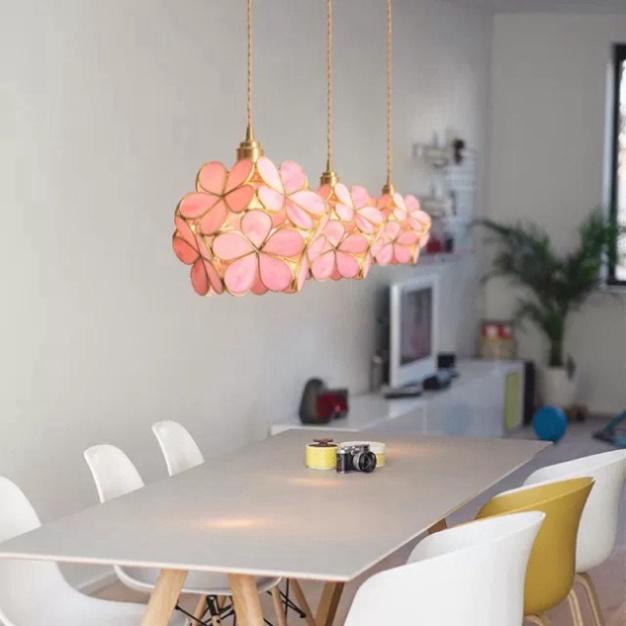 Đèn trang trí, đèn thả hoa chất liệu đồng thuần chất DT DDT