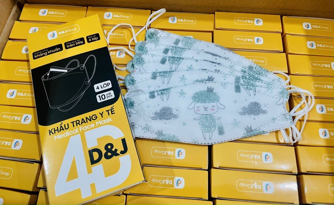 Khẩu Trang Y Tế Kháng Khuẩn 4D D&J/Tiêu Chuẩn KF94/Hộp 10 Cái/Nhiều Họa Tiết