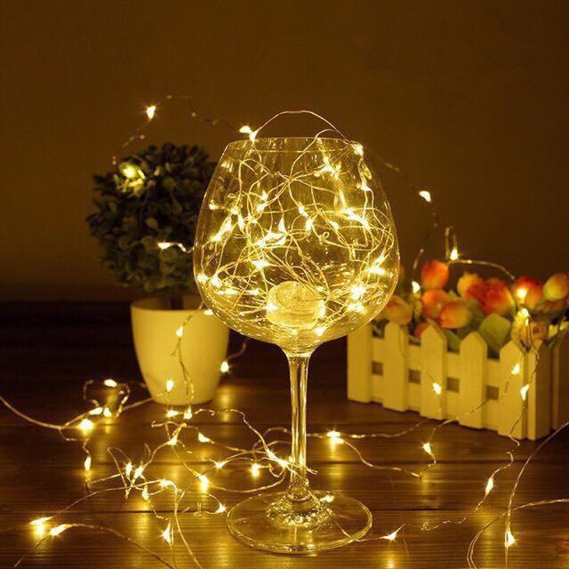 Đèn Led đom đóm trang trí 4 mét Vàng Nắng dùng pin con thỏ