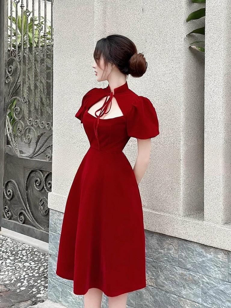 ĐẦM XÒE NHUNG TAY BÍ CỔ NƠ 14136