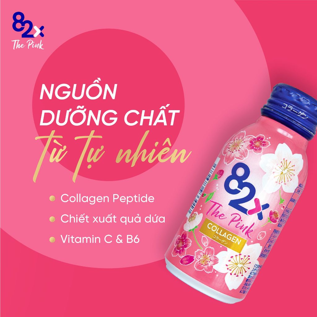 82X Combo 6 lọ The Pink Collagen 1000mg Collagen, 100ml/chai, Nước Uống Đẹp Da Tràn Năng Lượng Đến Từ Nhật Bản