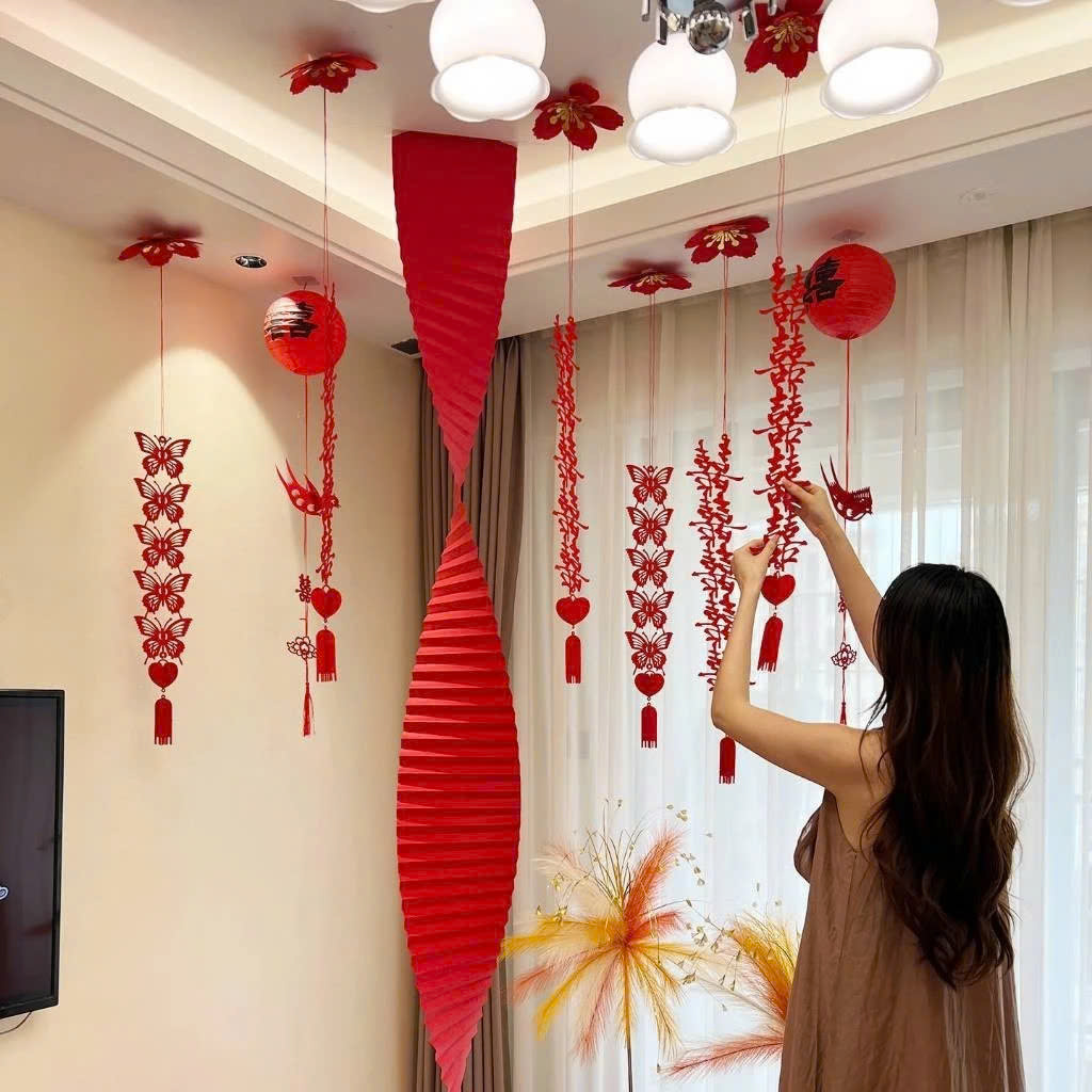 Dải Giấy Đỏ Xoắn Dài 3m Trang Trí TẾT, Trung Thu Sự Kiện, Lớp Học, Văn Phòng, Decor Nhà Cửa - HÀNG CHÍNH HÃNG MINIIN