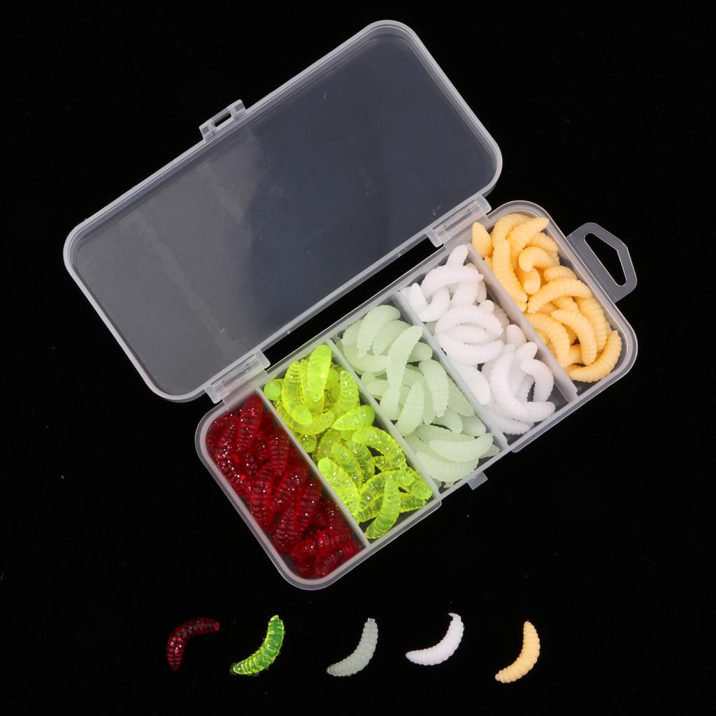 125Pcs Maggot Grub Worm Fishing Lures Bionic Grub Shape Baits for Carp