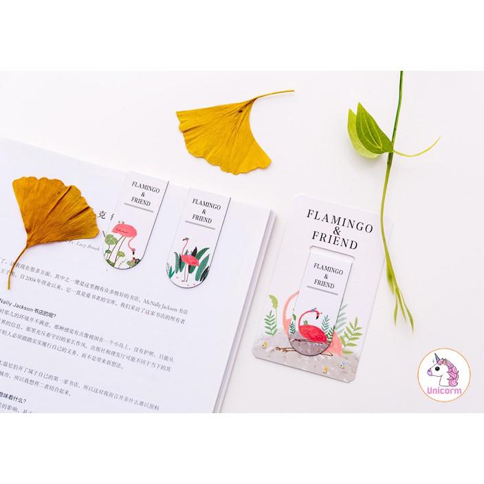 BOOKMARK NAM CHÂM ĐÁNH DẤU TRANG FLAMINGO &amp; FRIEND SIÊU XINH XẮN