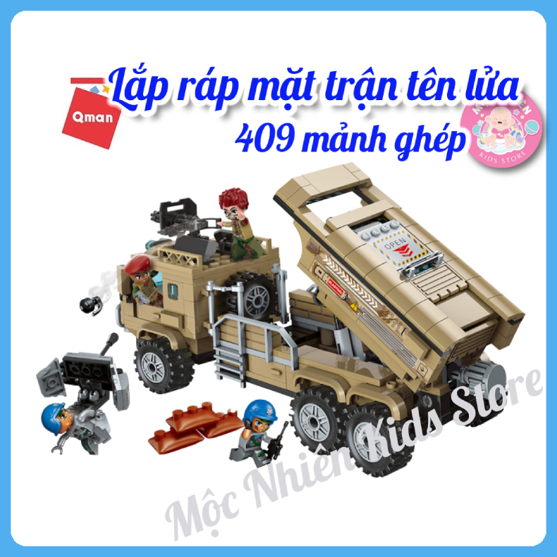 Đồ chơi lắp ráp xếp hình tên lửa chiến đấu Qman 1728 - Tên lửa đánh chặn (409 mảnh ghép) dành cho bé trai trên 6 tuổi