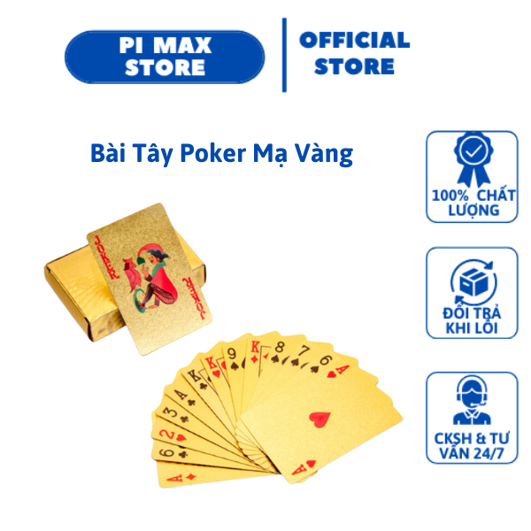 Bộ Bài Tây Poker Nhựa Phủ Nhũ Vàng Chống Gãy Và Chống Thấm Nước