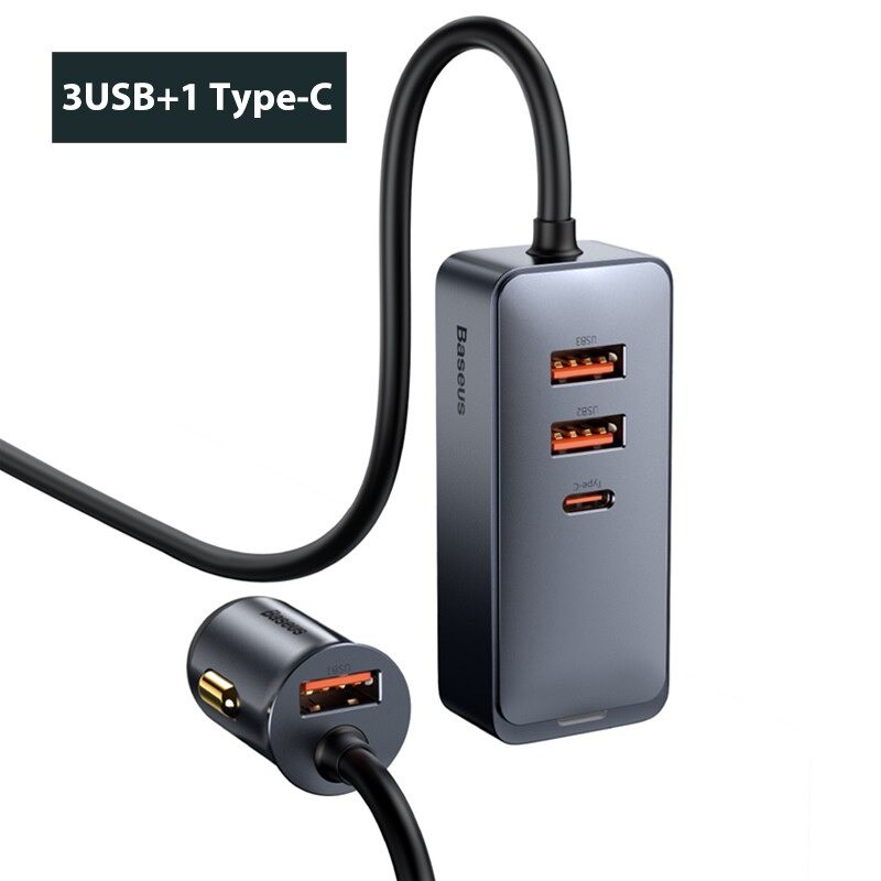 Tẩu sạc nhanh mở rộng 4 Port Baseus Share Together Extention Car Charger 120W - Hàng Chính Hãng