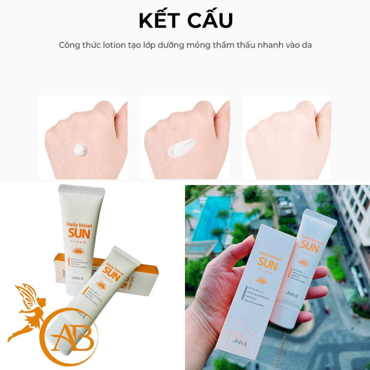 Kem Chống Nắng Centella JNN-II Daily Velvet Sun Cream 50ml - Nâng Tone - Kiềm Dầu - Chỉ Số SPF50+PA++++ - Bảo Vệ Da