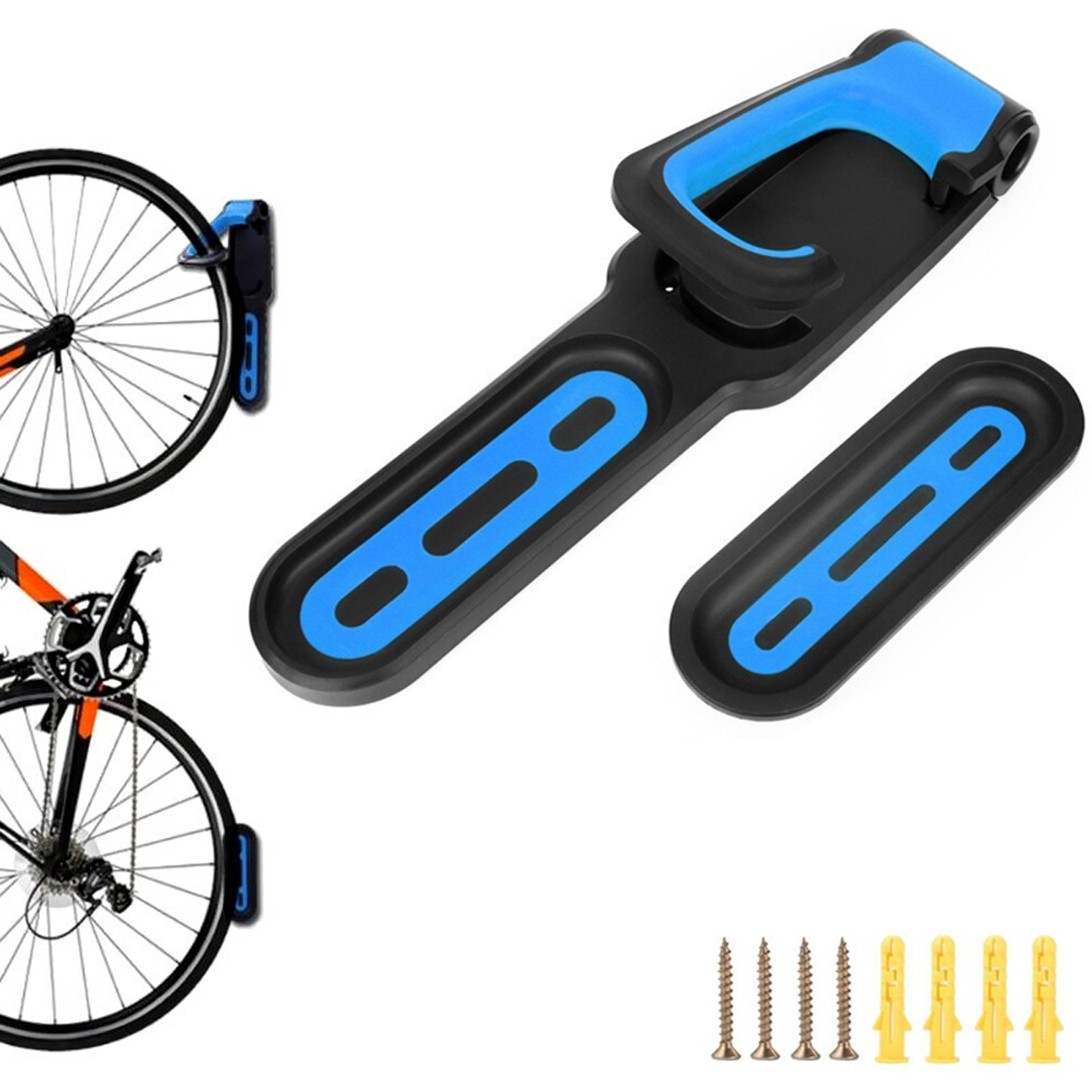 Bộ Móc Treo Gá Đỡ Gắn Tường Có Miếng Lót 2 Bánh Giúp Treo Xe Đạp Dựng Đứng Lên Vách Tường Chống Xước Cao Cấp, Tiết Kiệm Không Gian Mai Lee - Xanh Đen